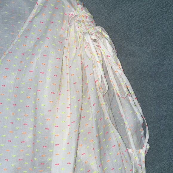 Lane Bryant Blouse Womens 38 White Pullover Short Sleeve V Neck Elastic Waist - Picture 3 of 10